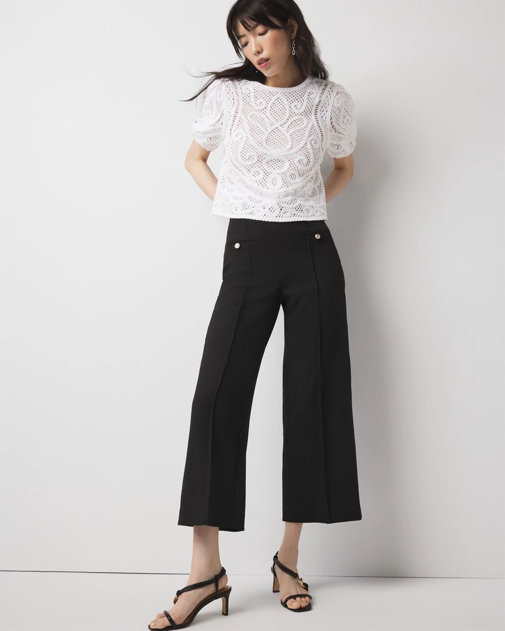 Y’s cropped wid pants Wide Leg Cropped Pants: Slaycation Textured